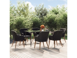 Vidaxl 7 Pcs Conjunto De Jantar Para Jardim Com Almofadões Preto