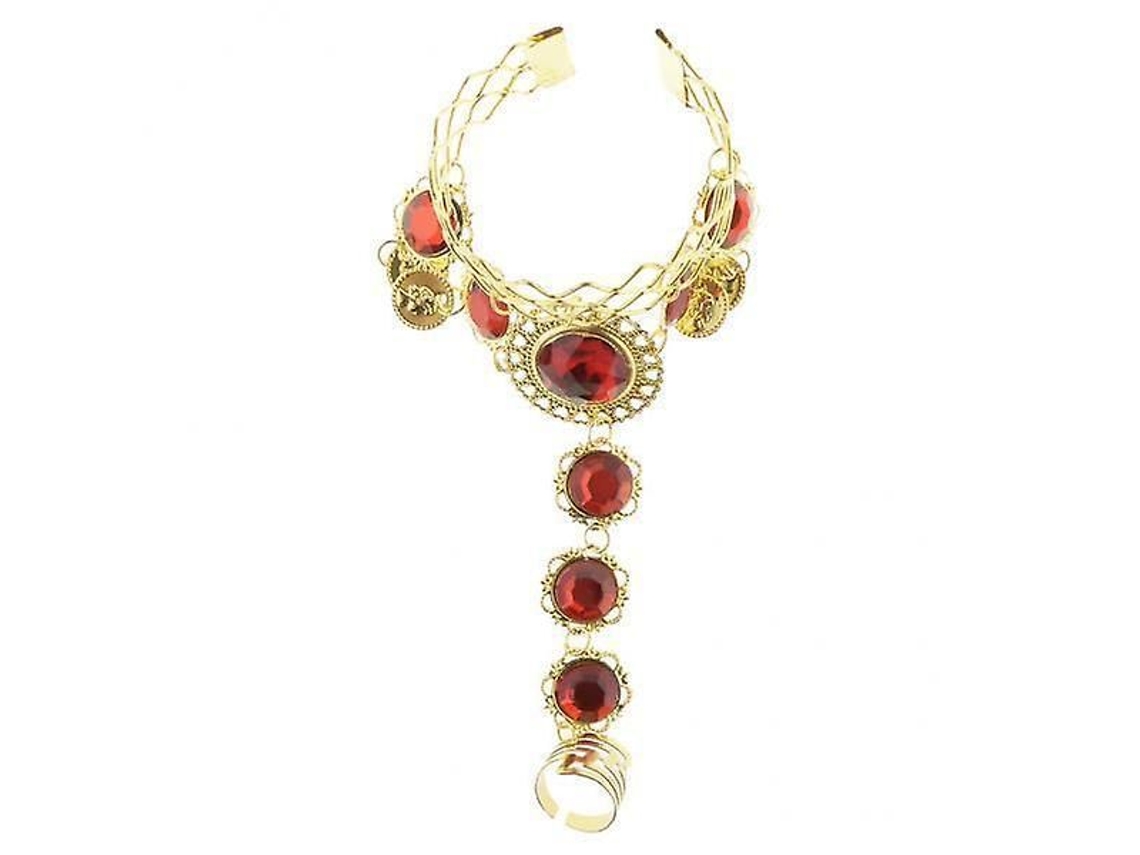 Conjunto de 6 Pulseiras Indianas para Dança do Ventre com Anel de Dedo e Cristais. TAISHENGDA
