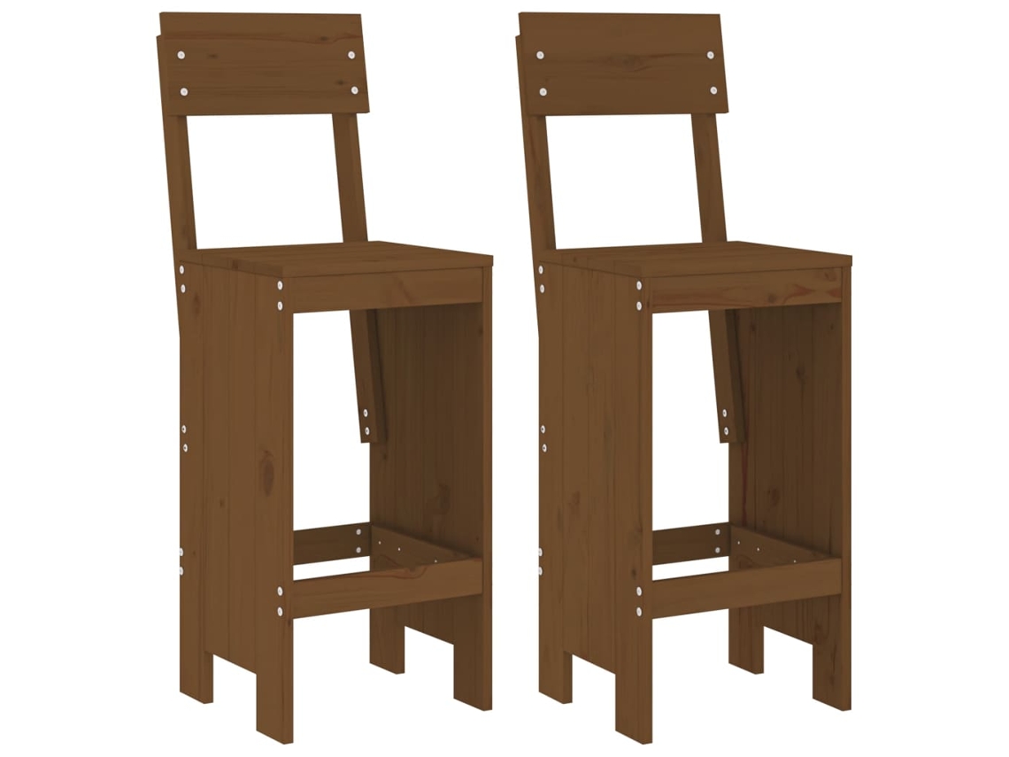 Conjunto de Cadeiras de Bar 2 Pcs Pinho Maciço Castanho mel MAISON EXCLUSIVE (40x48,5x115,5 cm)
