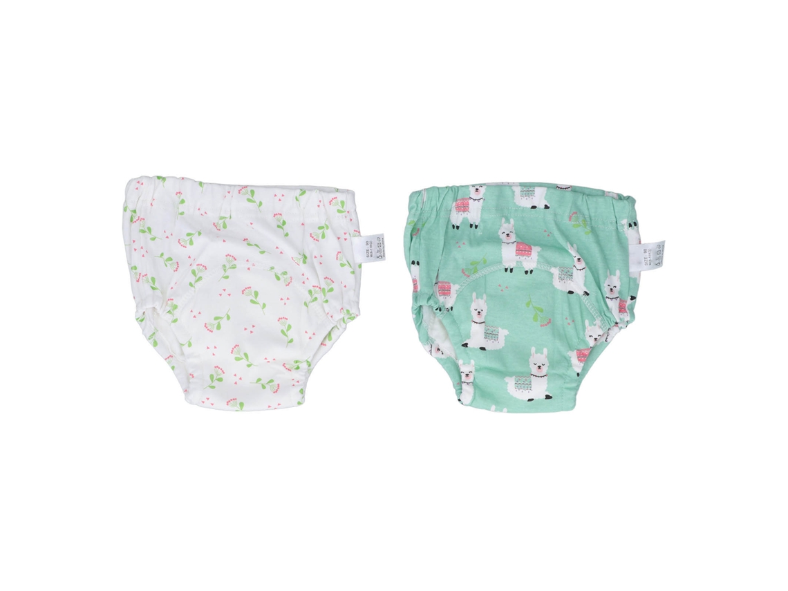 2 Calcinhas De Treino Para Bebê De Algodão Absorventes Laváveis Reutilizáveis Com Padrão De Alpaca