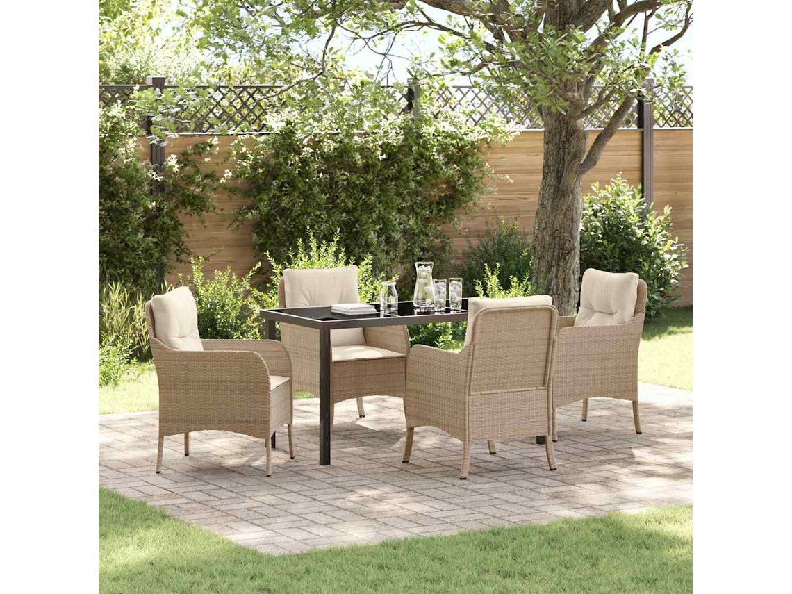 Vidaxl Conjunto De Jantar Para Jardim 5 Unid. Bege Vime Pe