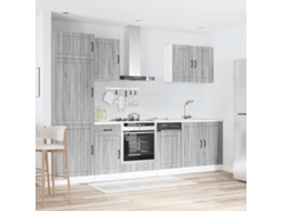 Vidaxl 7 Peças Armário De Cozinha Conjunto Lucca Cinza Sonoma