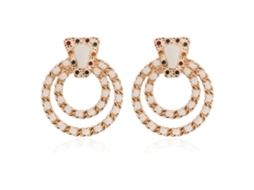 Brincos Para Mulher Decoração Duplo Aro Rhinestone Branco