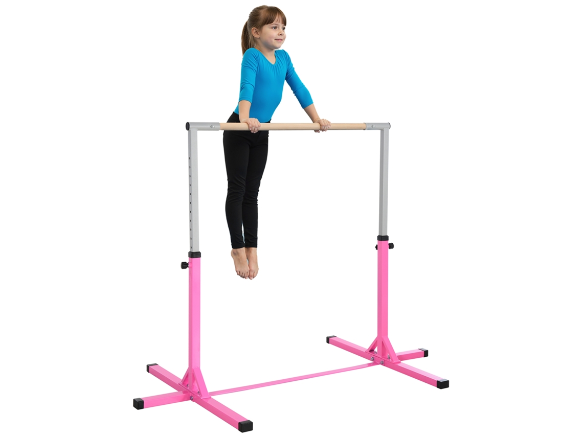Barra de Ginástica para Crianças com Altura Ajustável 92 150 Cm Barra Horizontal de Ginástica 197x121x150 Cm Rosa Ge