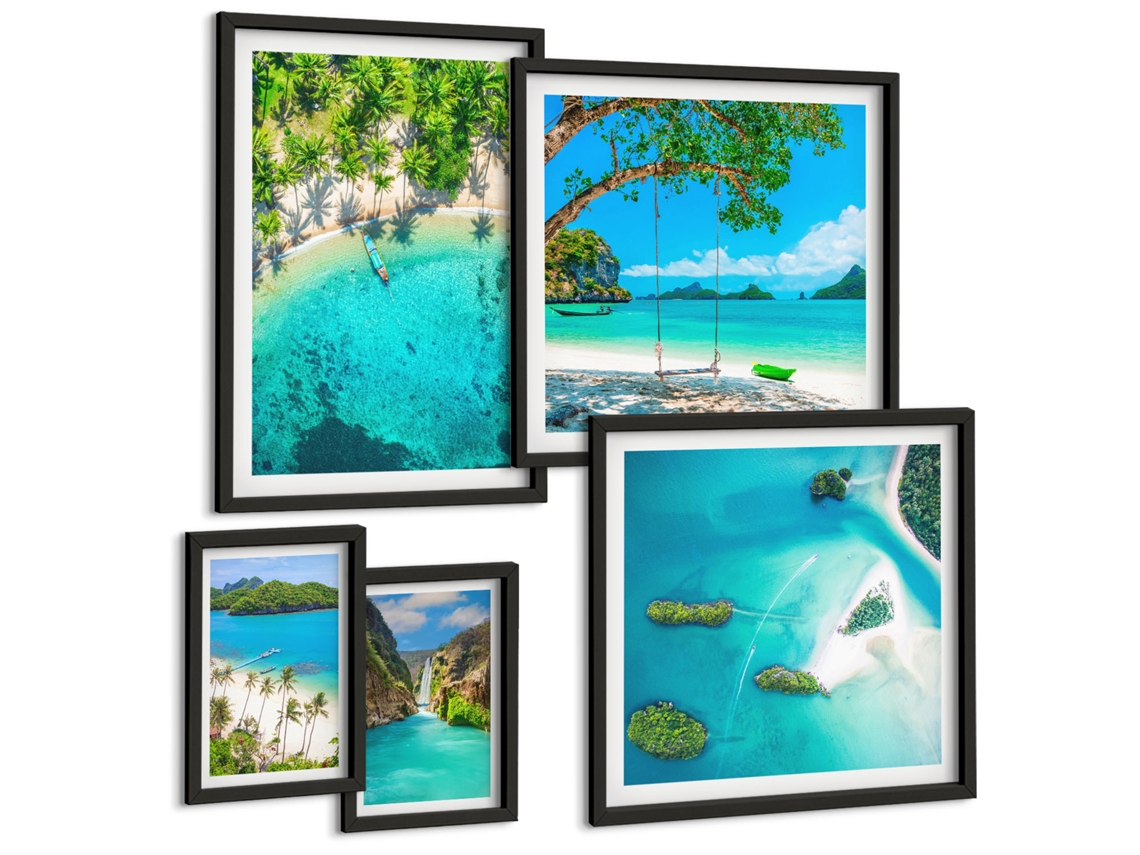 Conjunto De Pinturas Praias Tropicais Águas Paraisíacas Espelharte (5 Peças)