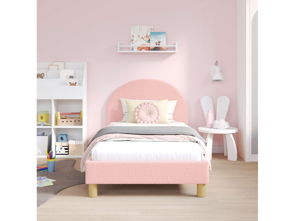 Vidaxl Estrutura De Cama Infantil Com Cabeceira Rosa 80 X 160 Cm