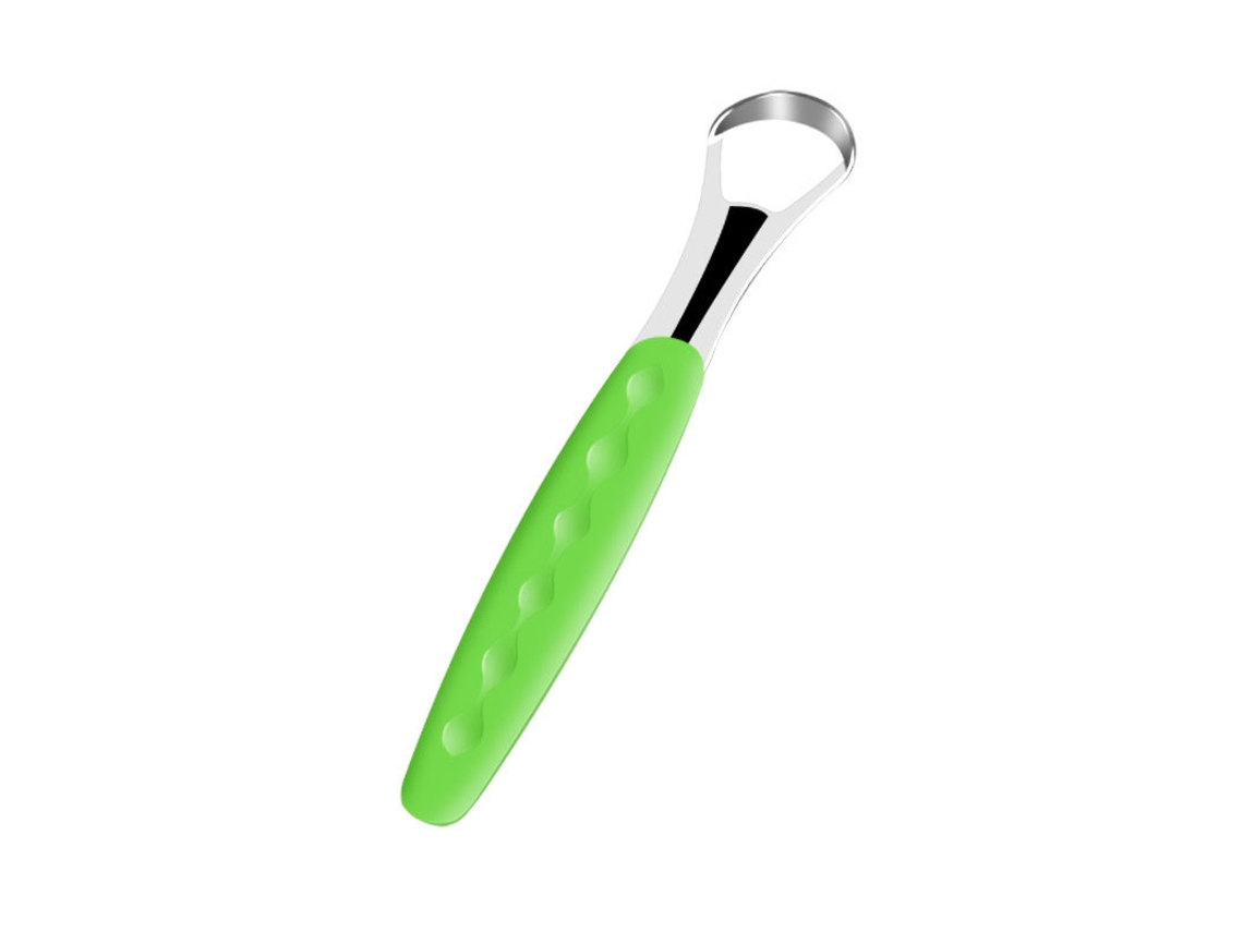 Raspador De Língua Em Aço Inoxidável Formato Colher Pequeno Verde Yuysan