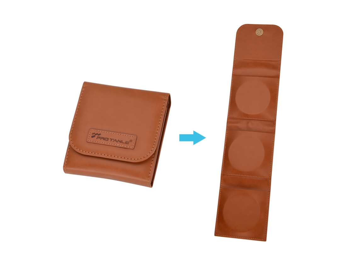 Funda Rígida De Couro Pu Para Filtros De Câmera, Resistente Ao Pó, Transporta 3 Filtros Até 82mm (uv, Cpl, Nd)