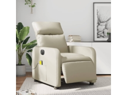 Vidaxl Poltrona Massagens Reclinável Elétrica Couro Artificial Creme