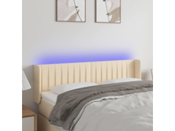 Vidaxl Cabeceira De Cama C/ Luzes Led Tecido 147x16x78/88 Cm Cor Creme