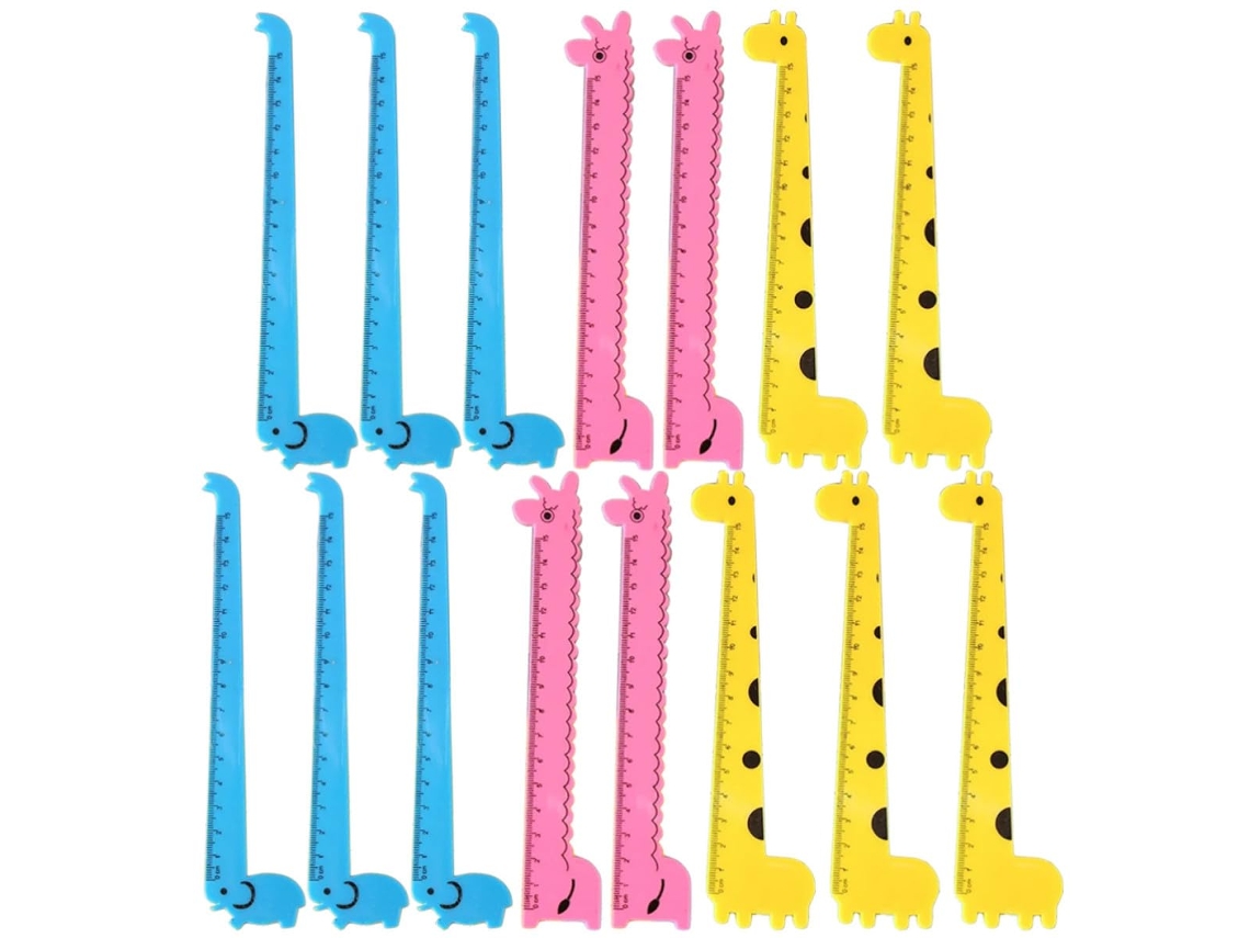 Conjunto De 30 Réguas Plástico Em Formato Girafa, Leves E Fáceis De Transportar, Com Design De Desenho Animado, Ideais