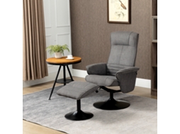 Poltrona Reclinável Cinza Escuro E Preto Com Banquinho, Encosto Ajustável E Dimensões 69 X 71 X 104 Cm