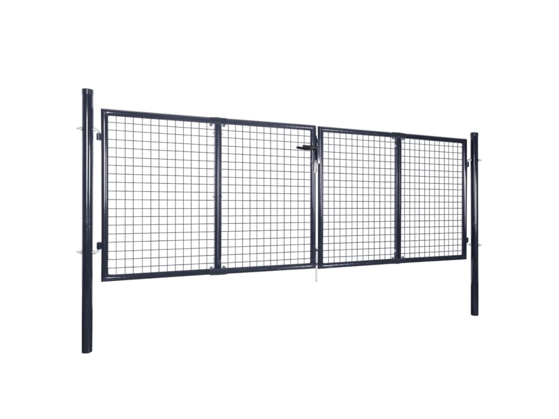 Portão De Jardim Em Rede, Aço Galvanizado 289x100 Cm Cinzento Wsd157544 Adorável Casa