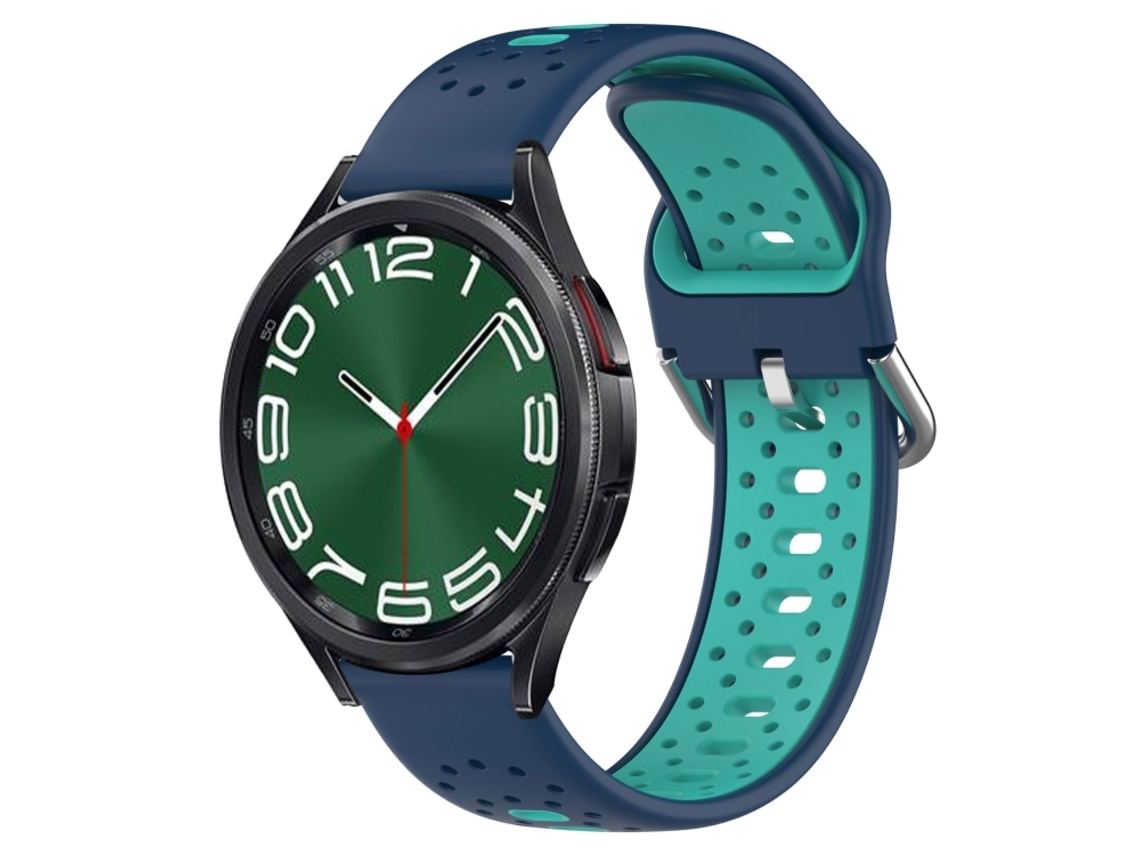 Bracelete para Samsung Galaxy Watch 6 Classic Silicone Respirável Duas Cores (20mm) Azul + Azul petróleo XIAOMOYU