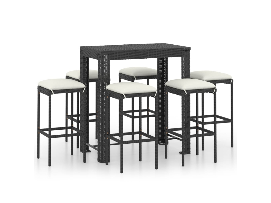 Garden Bar Set, Garden Bar Sets Vidaxl Preto Rattan / Vime (100 Cm Table Length)