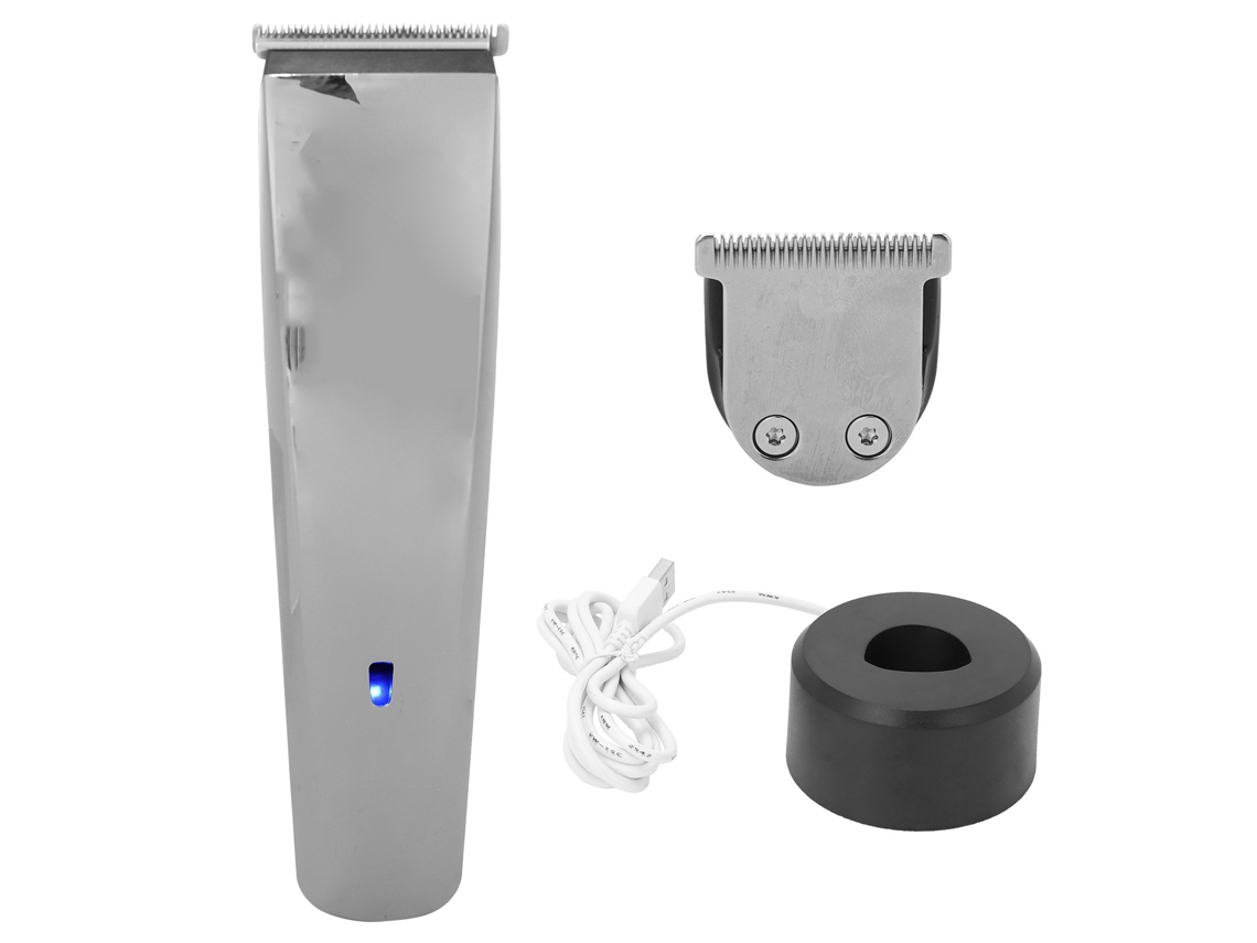 Maquina De Cortar Cabelo Elétrico Recarregável Profissional Clipper De Cabelo Prata