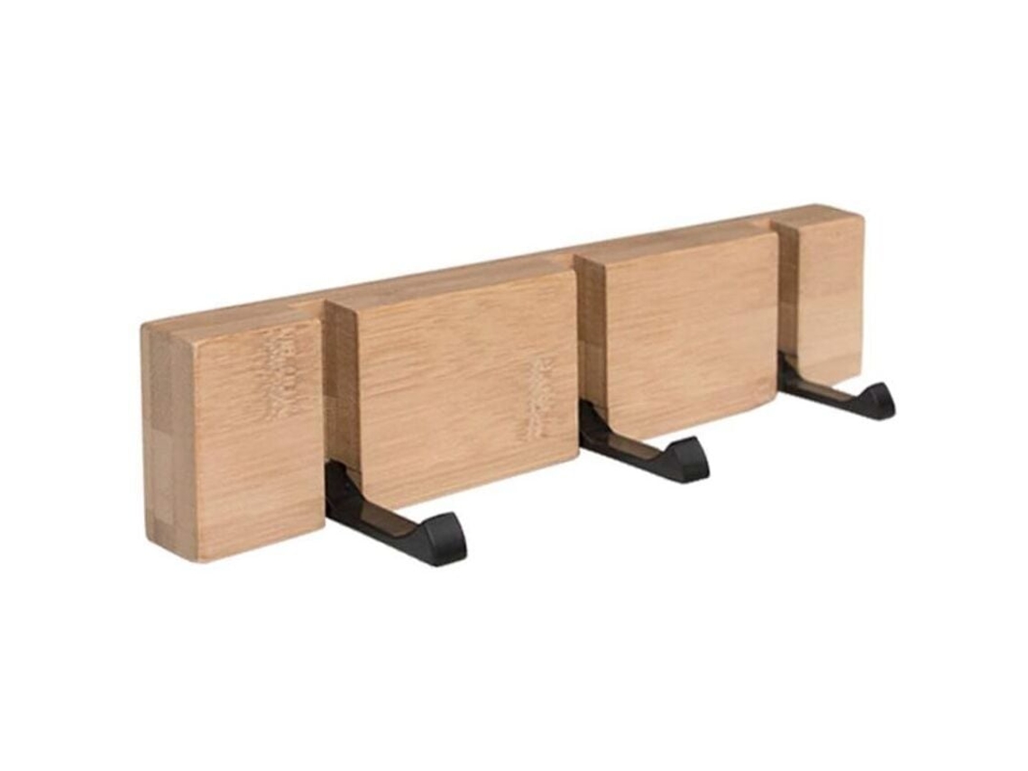 Cabideiro de Parede Madeira, Ganchos com 3 de Metal Dobráveis​​ para Jaquetas, Chapéus, Bolsas, Corredor, Quarto, Banheiro, 30 Cm BRILVIBERA