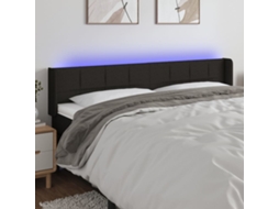 Vidaxl Cabeceira De Cama C/ Luzes Led Tecido 183x16x78/88 Cm Preto