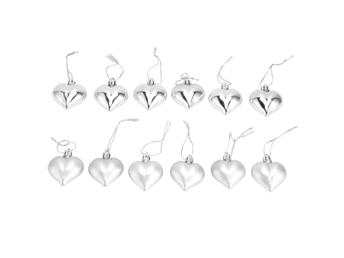 Laxiscreed Conjunto De 12 Ornamentos De Coração Em Pvc Para Árvore De Natal E Dia Dos Namorados
