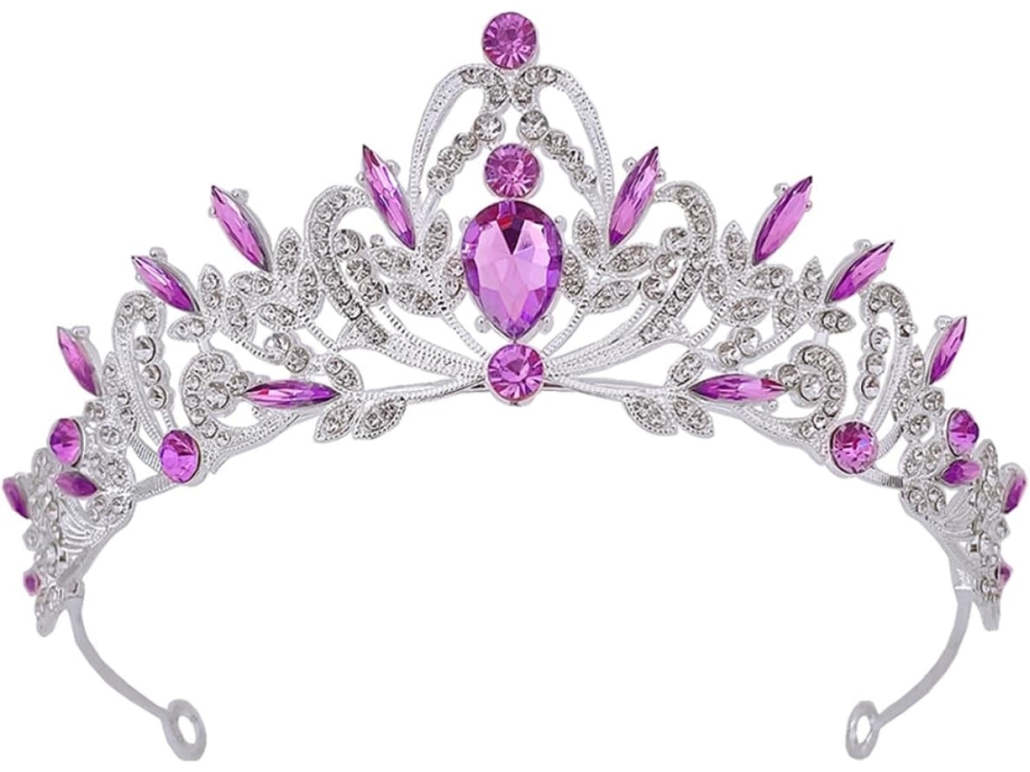 Tiara Nuobesty Para Meninas, Decorativa, Prateada E Roxa, Tamanho Único, Leve E
