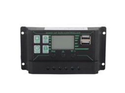 Controlador de carga solar PWM YURU 30A 12/24V com display LCD e saída dupla USB