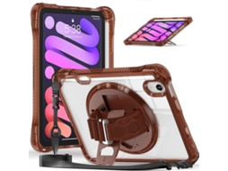 Capa Para Ipad Mini 2024 / Mini 6 Com Suporte Giratório, Em Tpu Híbrido Transparente E Policarbonato.