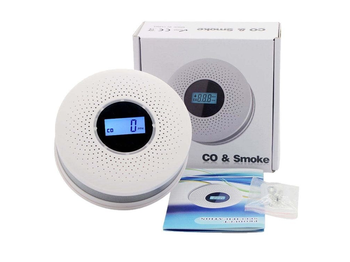 Detetor de Monóxido de Carbono e Fumo com Visor Digital LCD, Baixo consumo, Durável, multifunções STELASPLEN