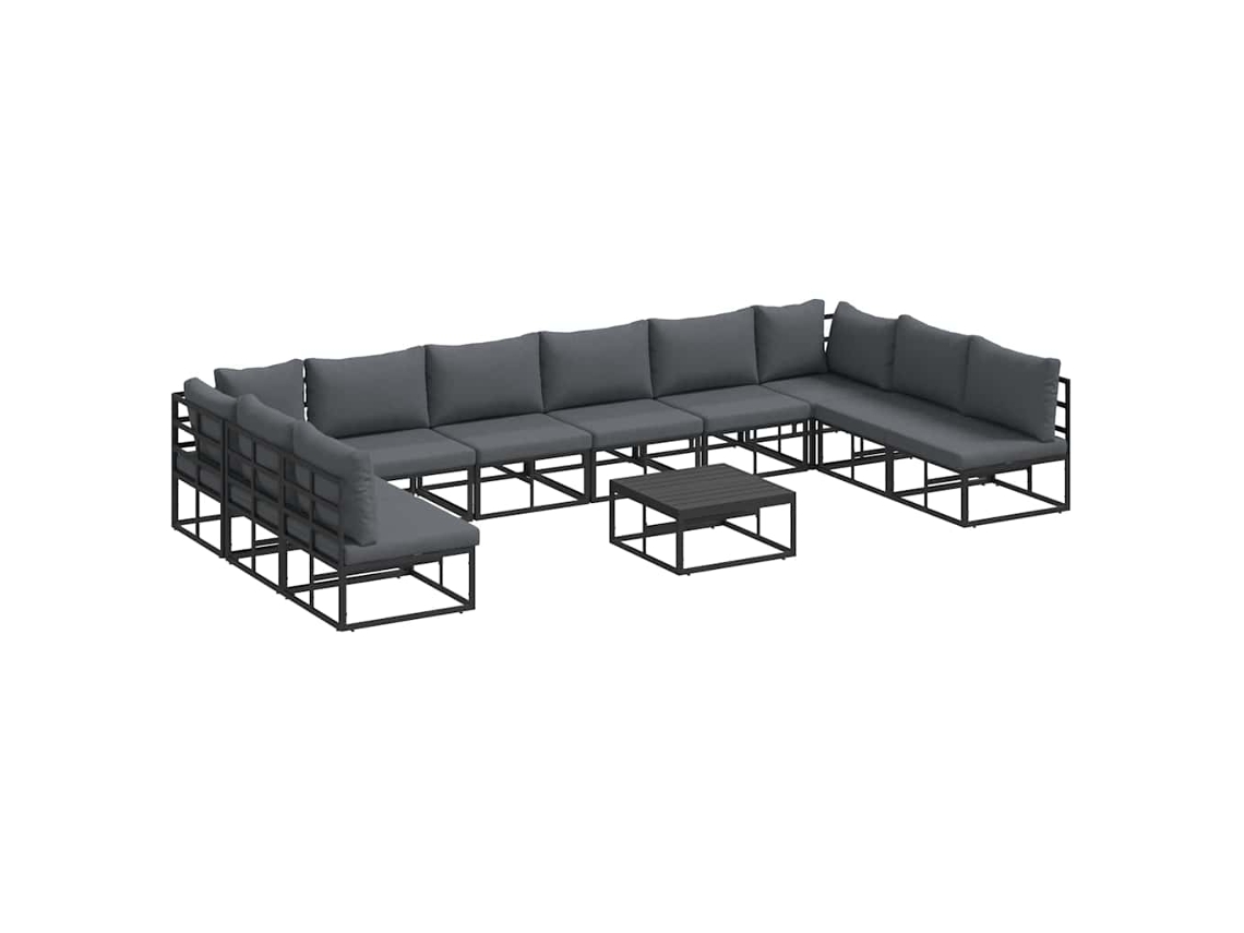 Conjunto 11 Móveis De Jardim Vidaxl Preto Alumínio (423 X 211,5 X 71 Cm)