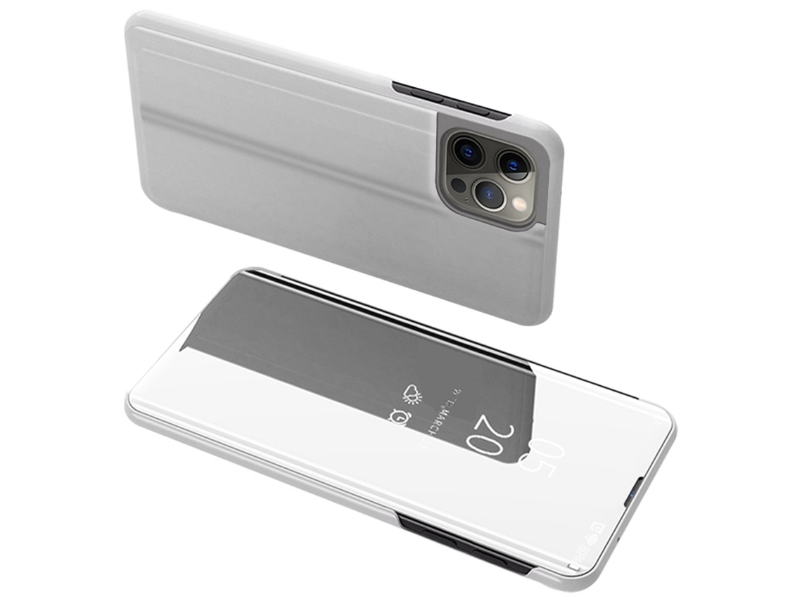 Capa Em Couro Pu Com Suporte Para Apple Iphone 16 Pro Max - Prata