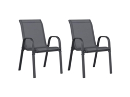 Maison Exclusive - Cadeiras De Jardim Empilháveis 2 Pcs Textilene Cinzento