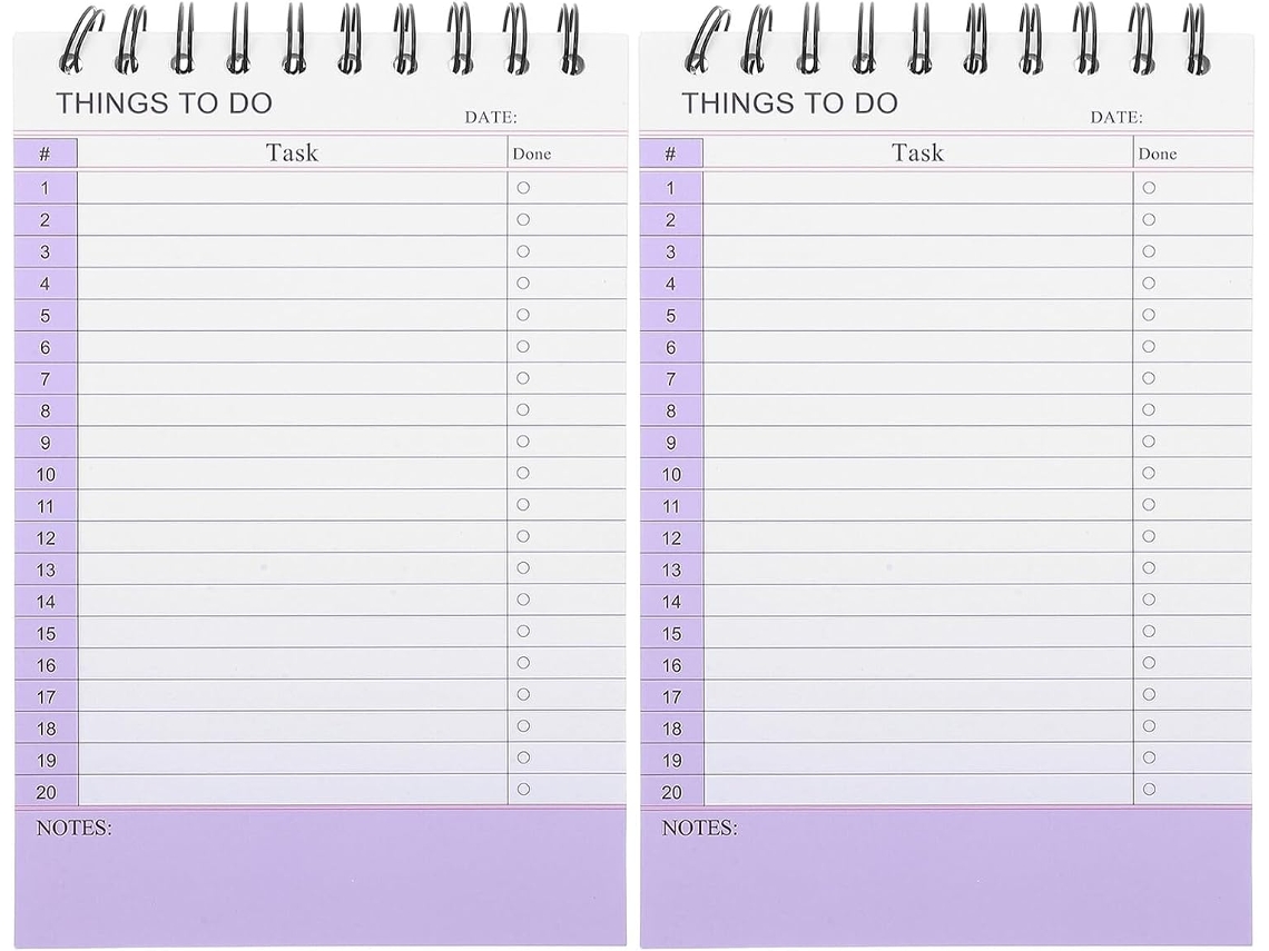 Caderno Organizador, 2 Cópias, Sem Data, Encadernação em Espiral, 360°, Com Seções Pontilhadas e Design Invertido