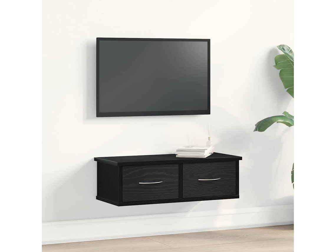 Vidaxl Armário De Parede Com Gaveta Carvalho Preto 60 X 26 X 18,5 Cm