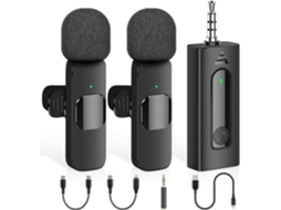 Microfone De Lapela Sem Fio Profissional 4 Em 1 - Pacote Com 2 Mini Microfones, Redução De Ruído (preto)