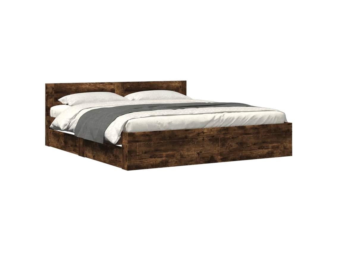 Bed Frame, Bed Frames Vidaxl Marrom Madeira Processada (200 X 200 Cm)