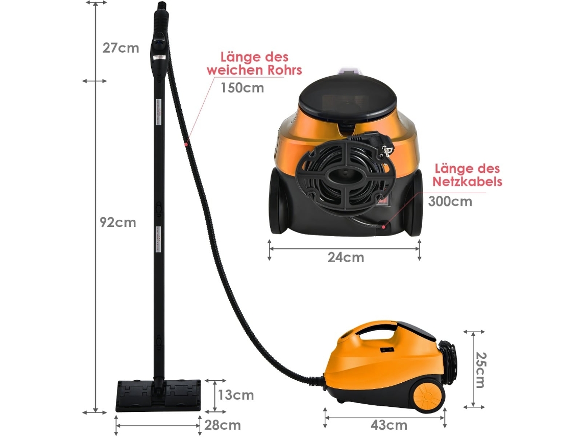 Limpador a Vapor 2000 W BRILVIBERA com 18 Acessórios e Reservatório 1,5 L