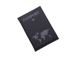 Capa Para Passaporte Preta Fosca Em Pu Com Estampa De Mapa