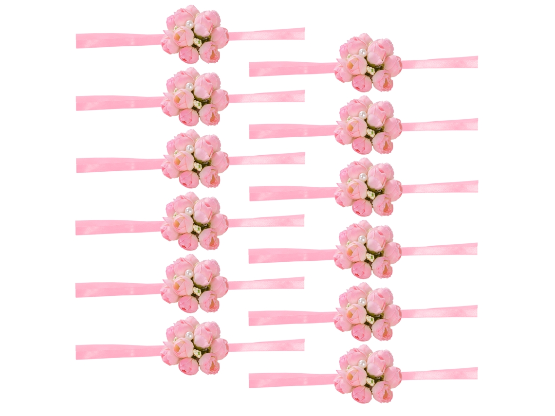 Laxiscreed Corsages De Pulso Rosa Claro Para Casamento E Madrinhas — Pack Com 12 Peças