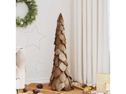 Vidaxl Árvore De Natal Castanho 111 Cm Madeira De Teca Maciça