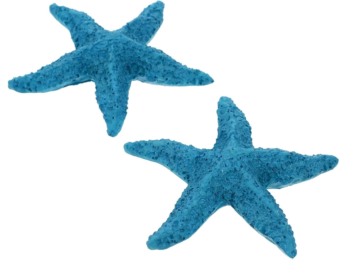 Conjunto De 2 Estrelas Do Mar Azul Claras Decorativas Para Aquário Conjunto De 2 Estrelas Do Mar Azul Claras Decorativas Para Aquário, Gokoco