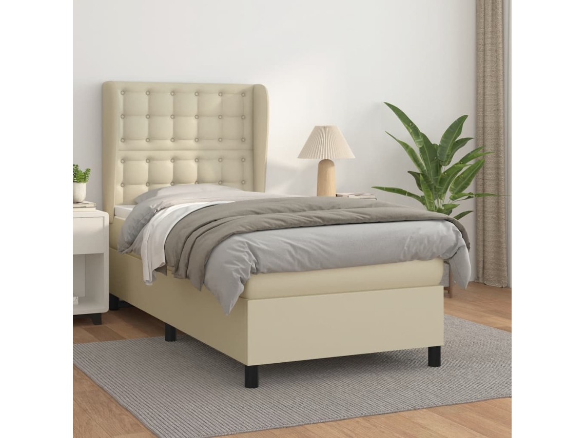 Box Spring Bed, Box Spring Beds Vidaxl Creme Couro Artificial (90 X 200 Cm)