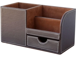 1 Unidade De Organizador De Mesa Multifuncional Em Couro Pu Para Artigos De Papelaria, Porta Canetas Gokoco