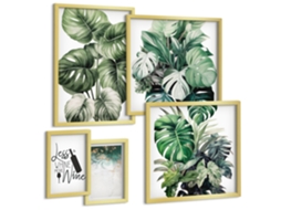 Pinturas Murais Modernas Boho Minimalista Pedras Moldura Prateada Fotos Para O Escritório Espelharte (conjunto De 5 Imagens)