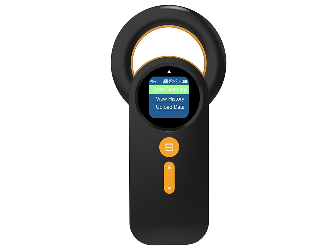 Leitor de Microchip Animal Portátil com Conexão Bt Usb 2.4g, Tela Oled, Armazena 240 Dados, Frequência 134.2khz