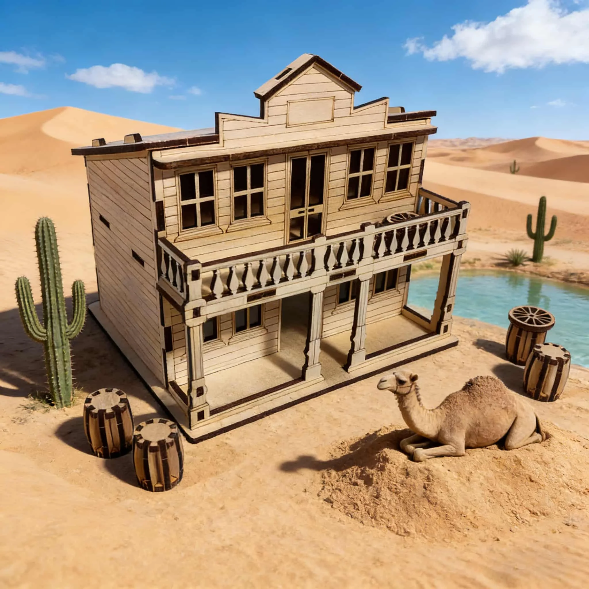 Quebra cabeça 3d de Casa de Madeira, Kit de Modelo Faça Você Mesmo MDUG