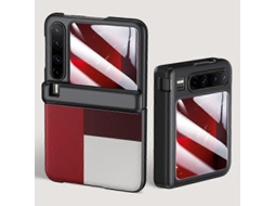 Capa De Celular Com Textura De Couro E Dobradiça Integrada Para Huawei Pura X