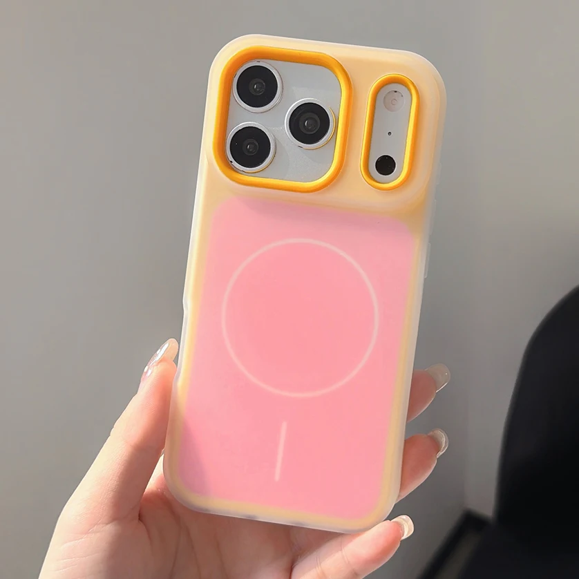 (iphone 13 Laranja) Capa Magnética De Celular Em Formato De Gelatina Nas Cores De Doces Para Iphone, Compatível Com Fixação Magnética.