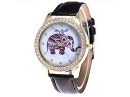 Relógio de Pulso Analógico com Pulseira Pu Estilo Fashion Movimento Quartzo Preto