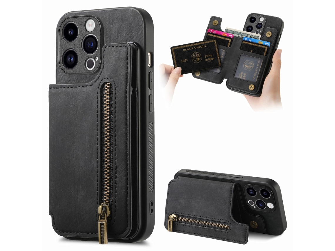 Suporte Casa Quedas Para Iphone 15 Pro Pele Sintética Preto