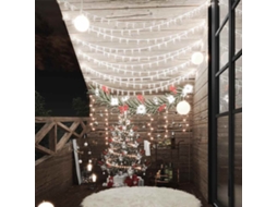 Vidaxl Cordão De Luzes Em Globo 40 M 400 Led 8 Funções Branco Frio
