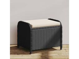 Vidaxl Banco De Jardim Com Almofadão 58x46x46 Cm Vime Pe Preto
